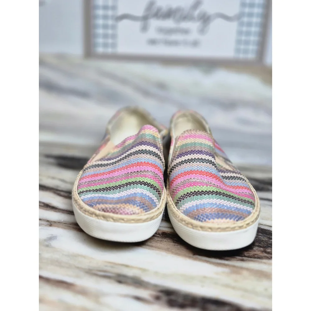 Jack‎ Rogers Tucker 8M Multi Color Striped Woven Espadrille Slip On Sneakers